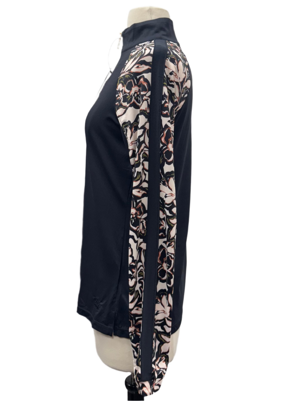 Kastel Denmark Raglan Long Sleeve 1/4 Zip Shirt - Black Floral - Small - Skorzie