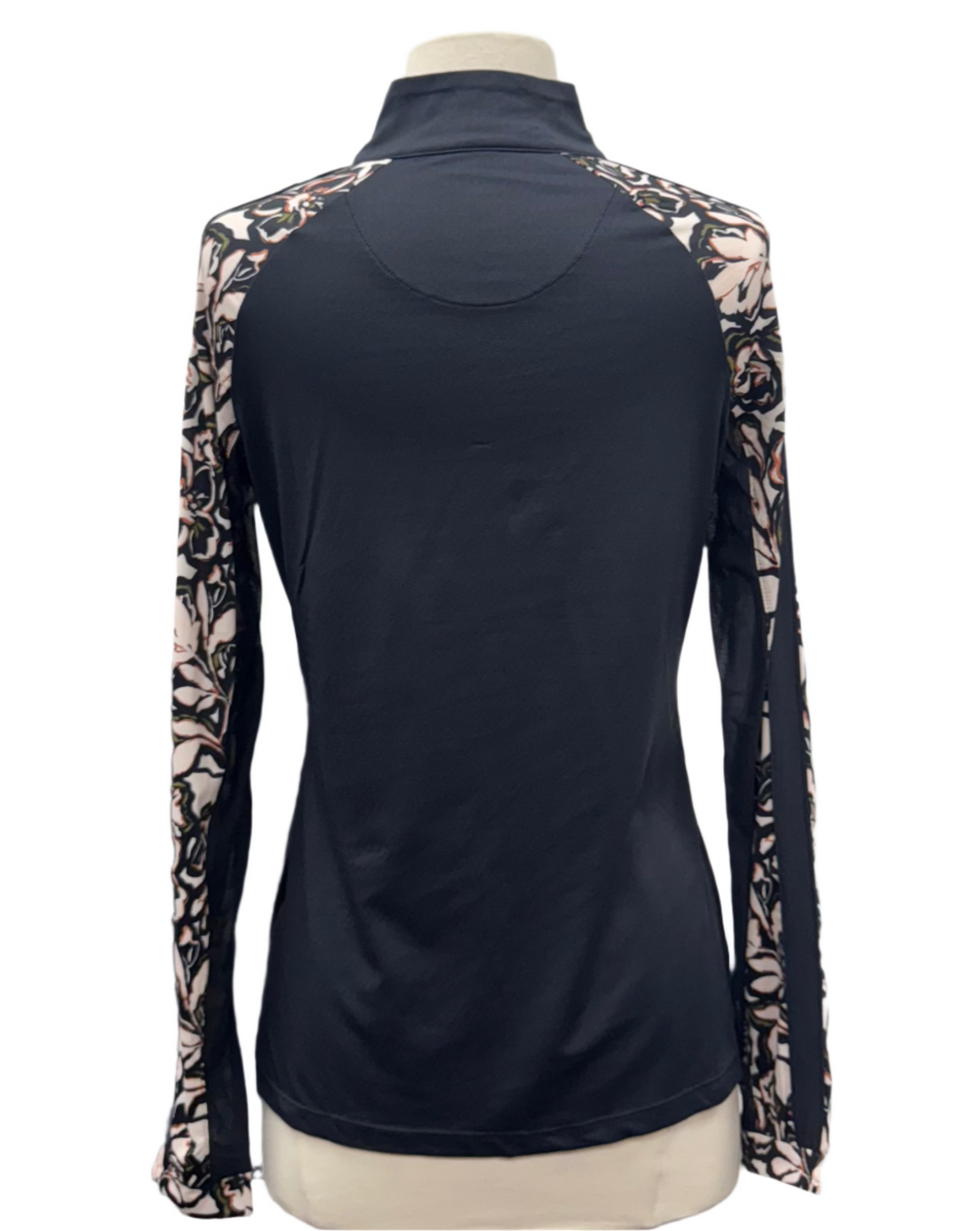 Kastel Denmark Raglan Long Sleeve 1/4 Zip Shirt - Black Floral - Small - Skorzie