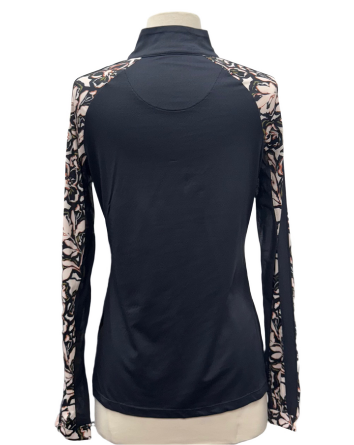 Kastel Denmark Raglan Long Sleeve 1/4 Zip Shirt - Black Floral - Small - Skorzie