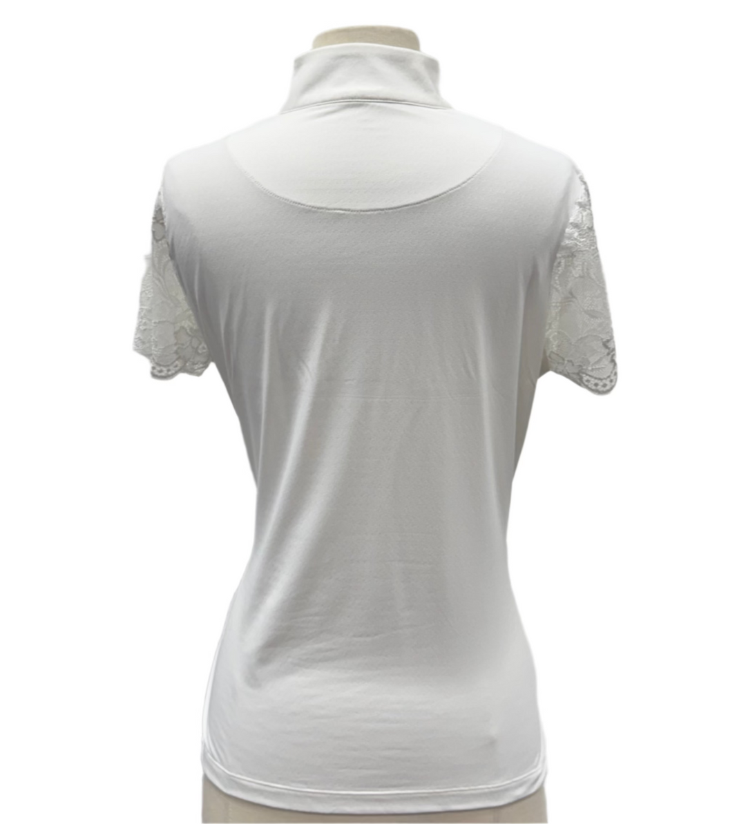 Kastel Denmark Galloon Lace Short Sleeve Sun Shirt - White - Skorzie