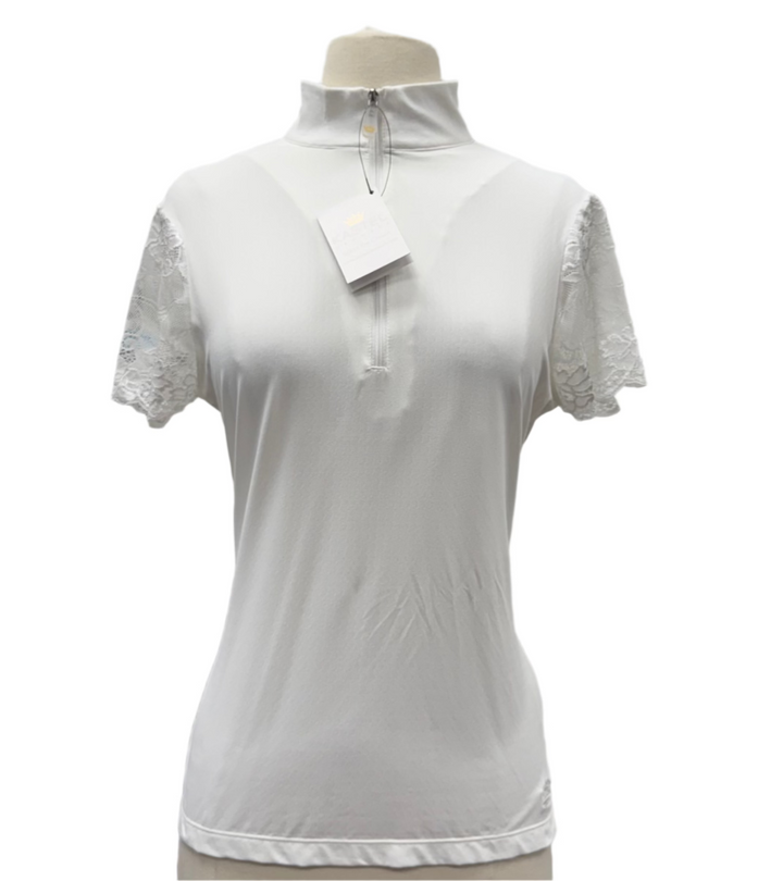Kastel Denmark Galloon Lace Short Sleeve Sun Shirt - White - Skorzie