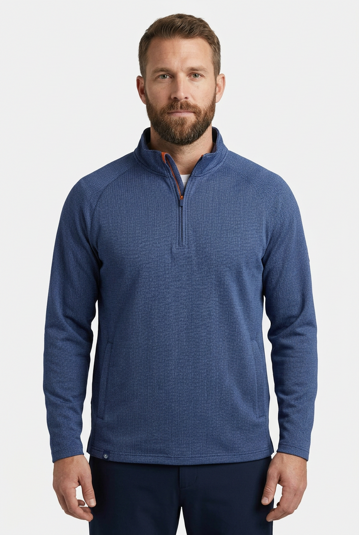 Donald Ross Mens Long Sleeve Teague Zip Pullover - Navy - Skorzie