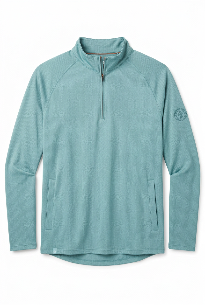Donald Ross Mens Long Sleeve Teague Zip Pullover - Cascade - Skorzie