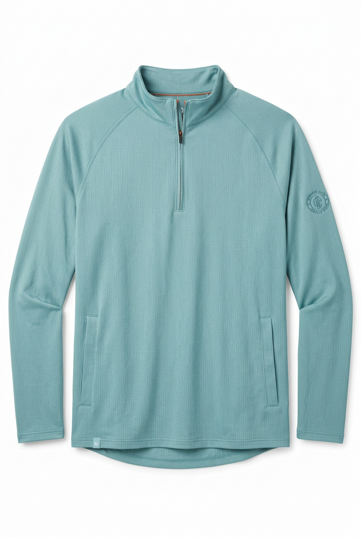 Donald Ross Mens Long Sleeve Teague Zip Pullover - Cascade - Skorzie