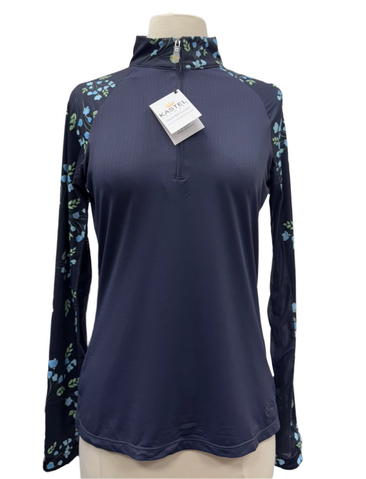 Kastel Denmark Raglan Long Sleeve 1/4 Zip Sun Shirt - Navy Rosebud - Skorzie