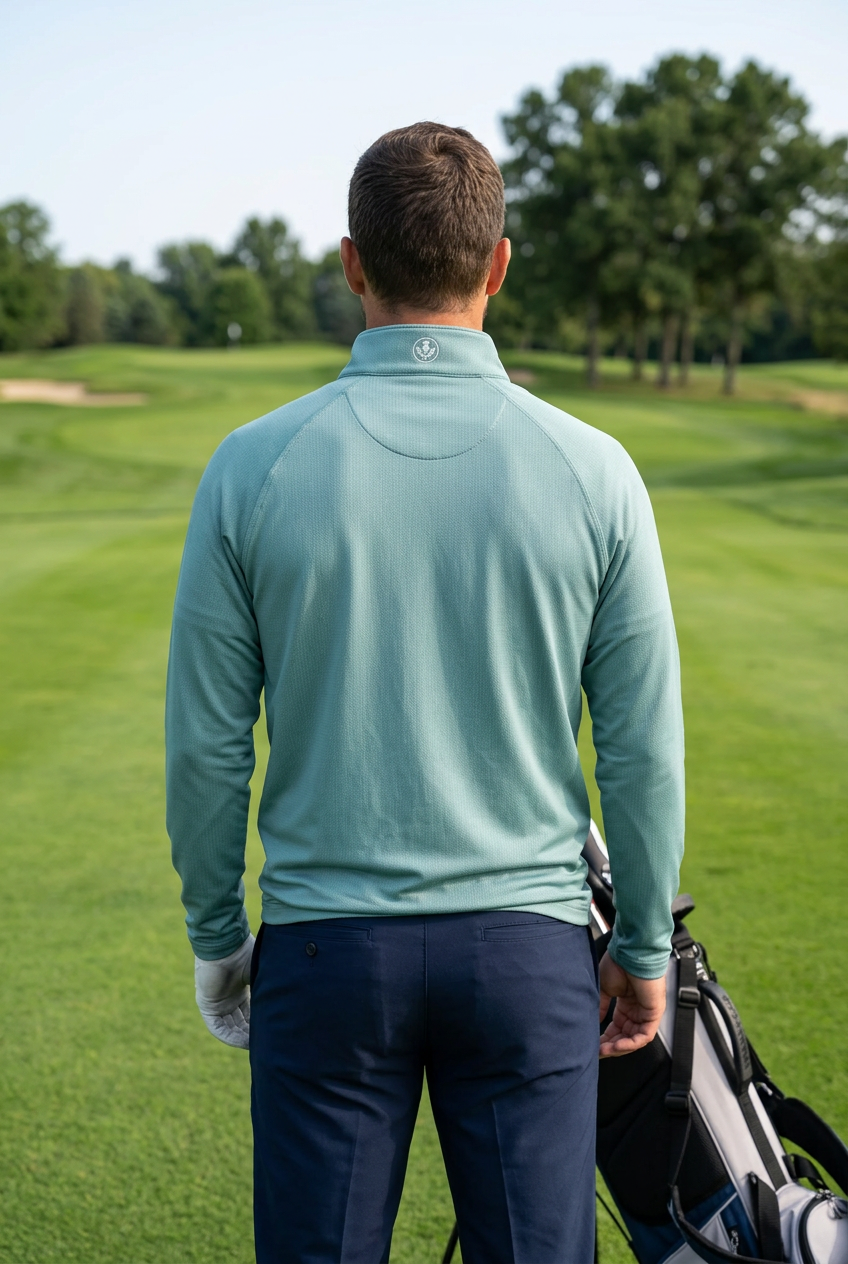 Donald Ross Mens Long Sleeve Teague Zip Pullover - Cascade - Skorzie