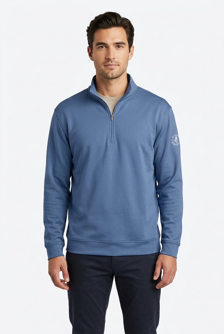 Donald Ross Mens Long Sleeve Falkirk Zip Pullover - Denim Blue - Skorzie