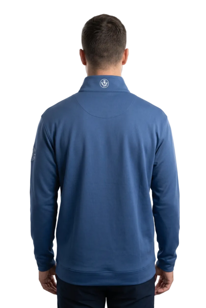 Donald Ross Mens Long Sleeve Falkirk Zip Pullover - Denim Blue - Skorzie