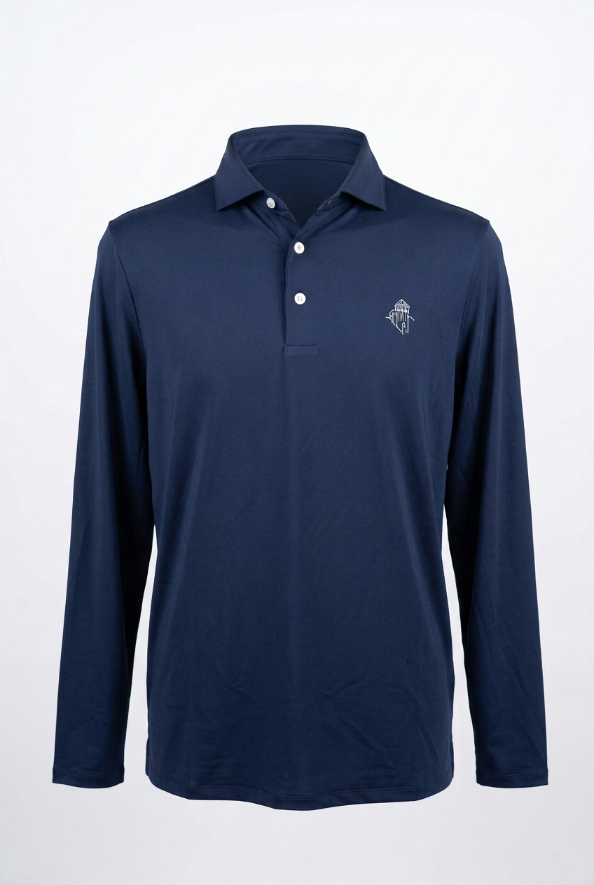 KJUS Mens Long Sleeve Soren Solid Button Polo - Navy - Skorzie