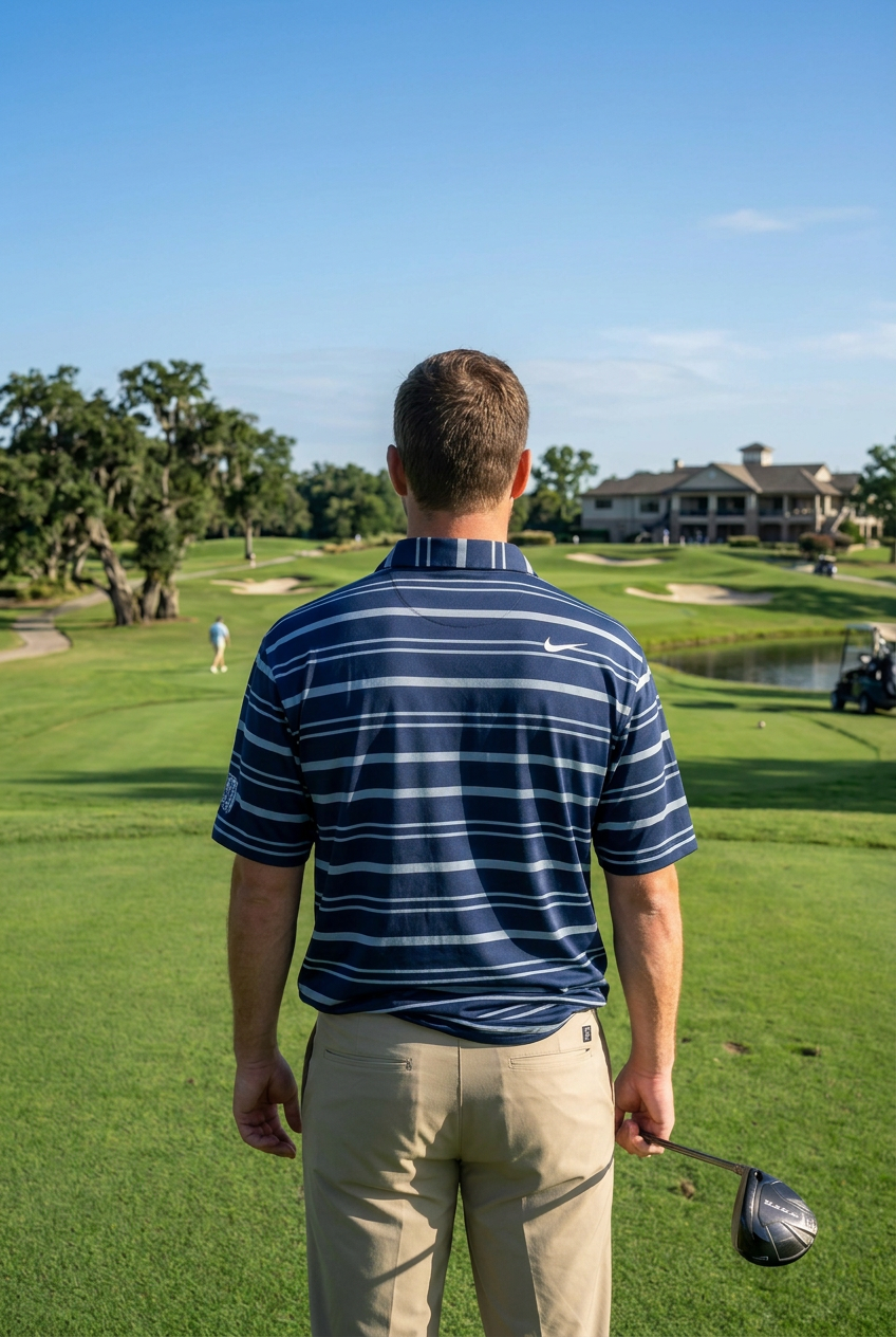Adidas Mens Short Sleeve Striped Tour Button Polo - Navy/Multicolored - Skorzie