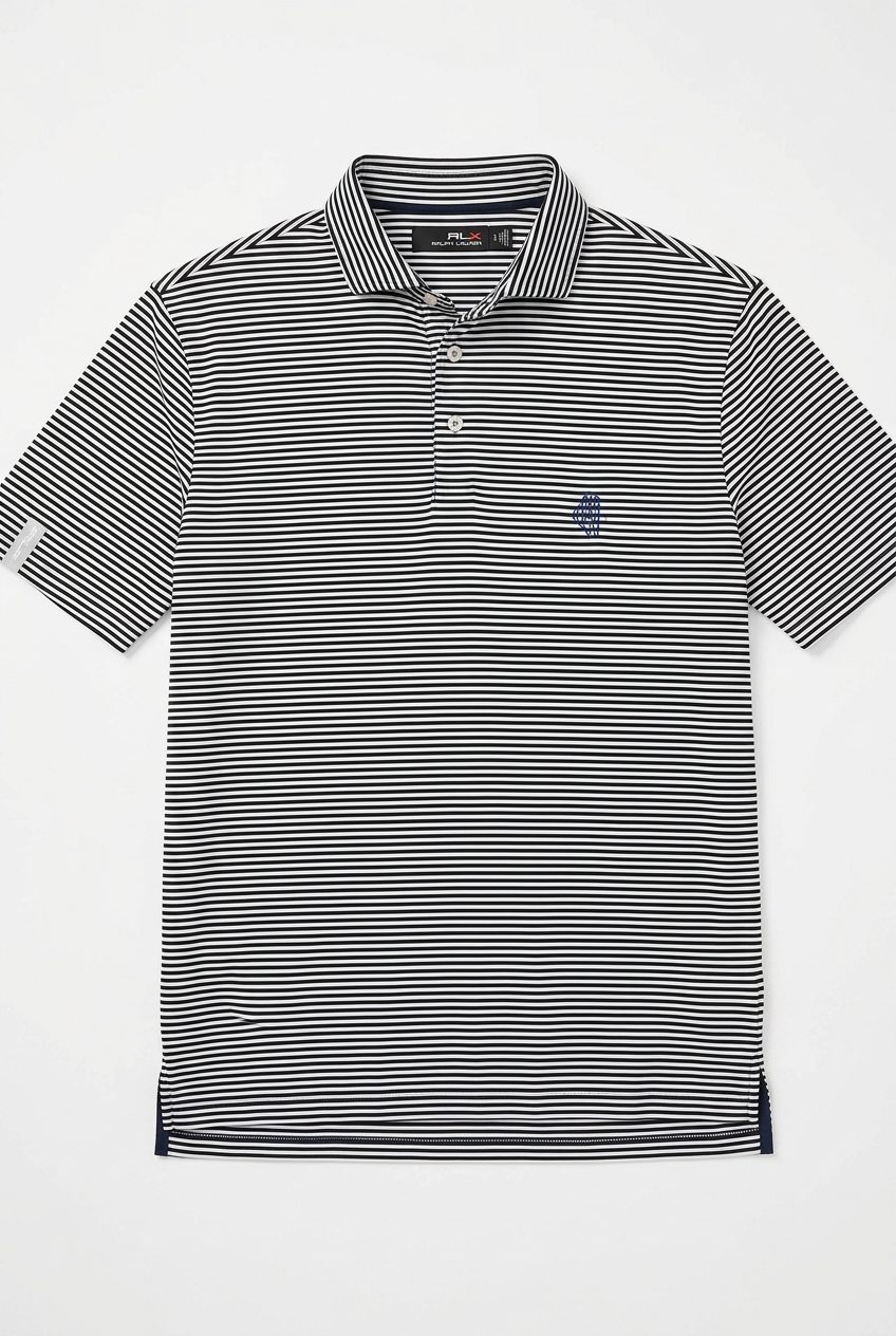 RLX Ralph Lauren Mens Airflow Jersey Short Sleeve Striped Button Polo - Burgundy/White - Skorzie