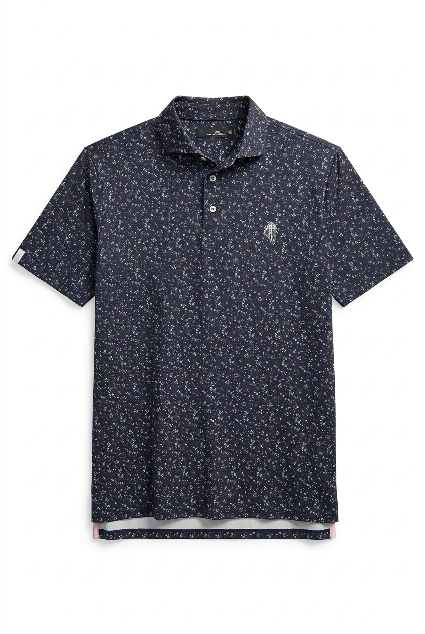 RLX Ralph Lauren Mens Airflow Jersey Short Sleeve Floral Button Polo - Navy/Multi - Skorzie