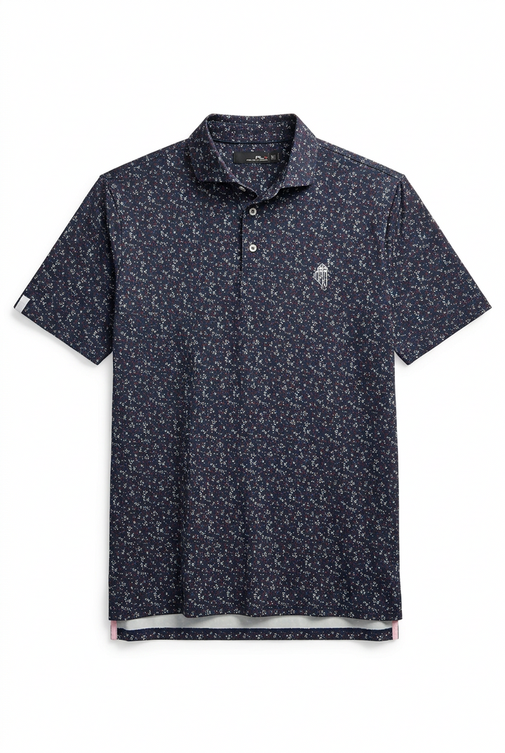 RLX Ralph Lauren Mens Airflow Jersey Short Sleeve Floral Button Polo - Navy/Multi - Skorzie