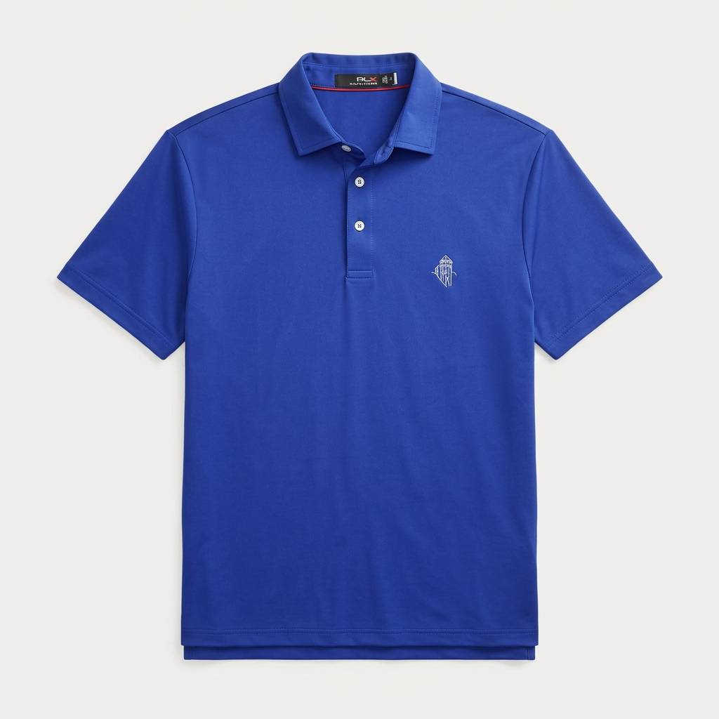 RLX Ralph Lauren Mens Jersey Short Sleeve Solid Button Polo - Royal Blue - Skorzie
