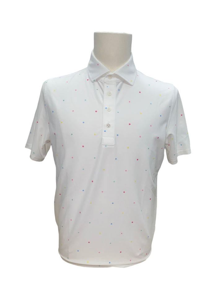 G/Fore Men's Tech Pique Polo - Snow with Stars