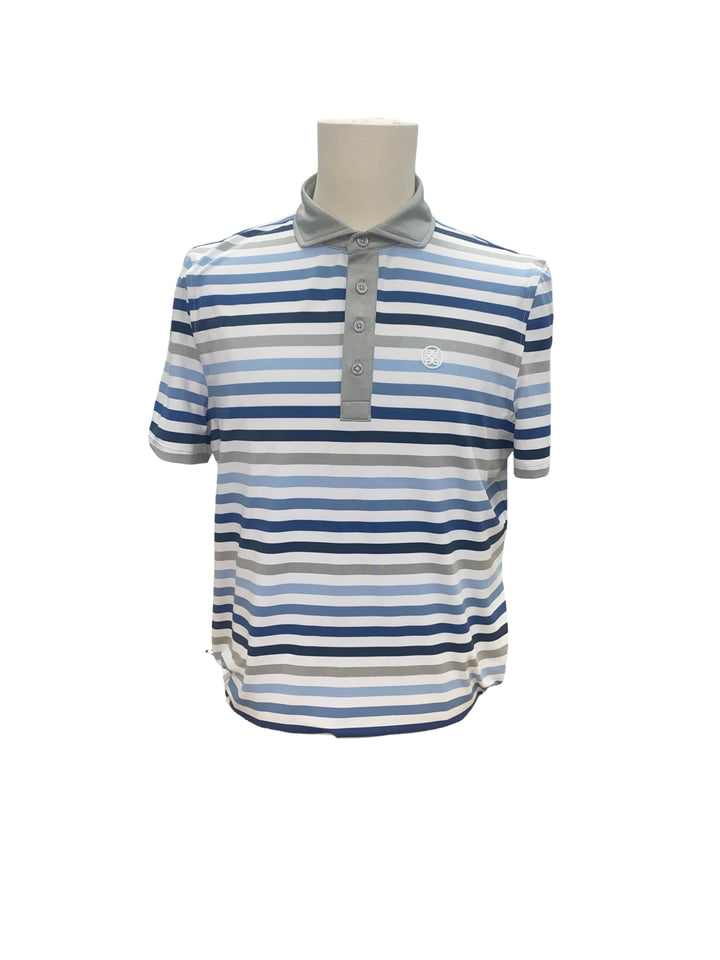 G/Fore Men's Striped Polo - Snow - Medium