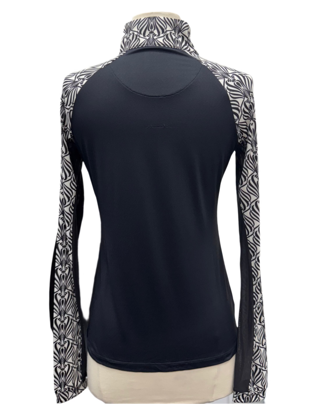 Kastel Denmark Raglan Geo Floral Long Sleeve 1/4 Zip Sun Shirt - Black - Skorzie