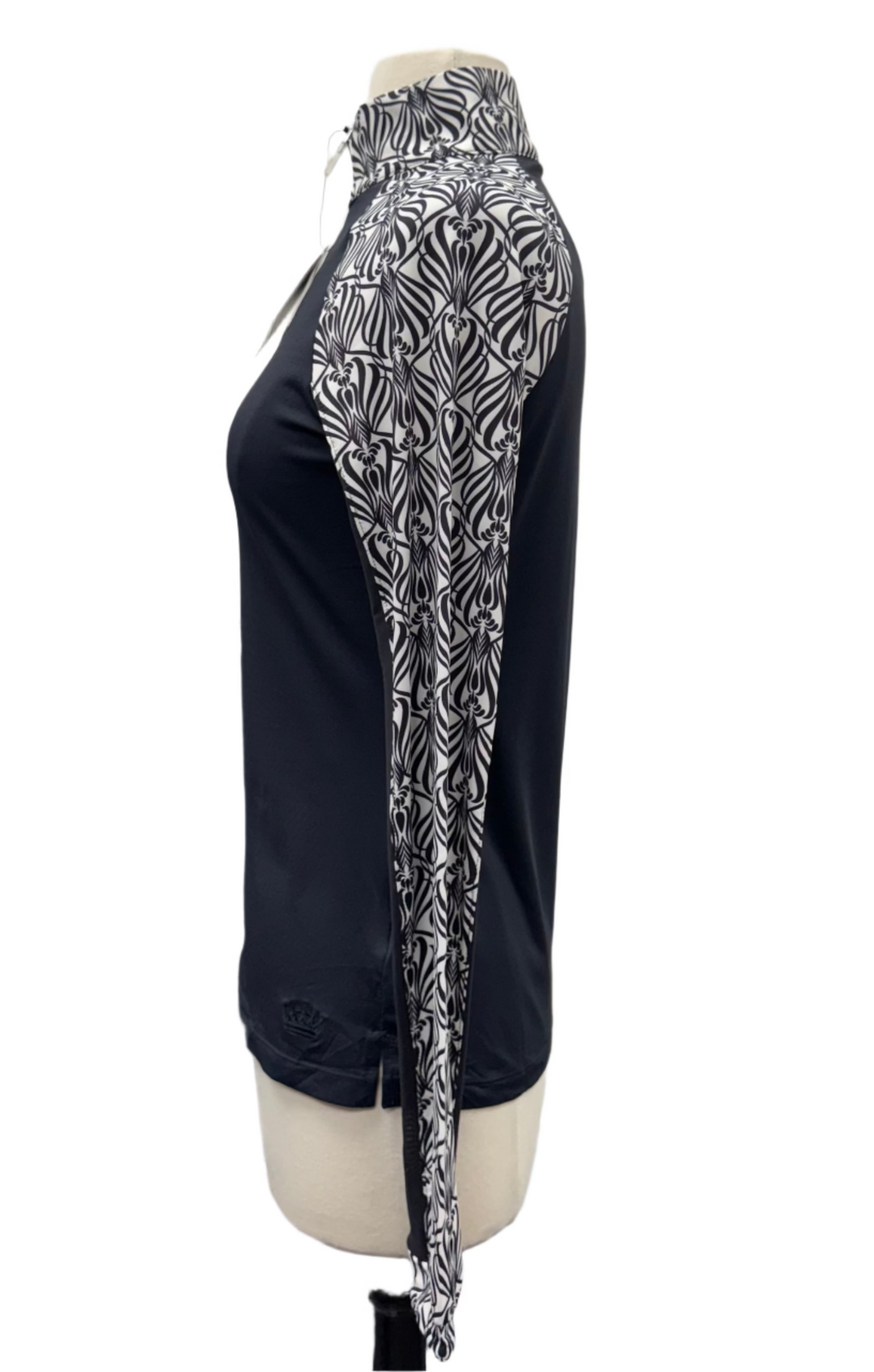 Kastel Denmark Raglan Geo Floral Long Sleeve 1/4 Zip Sun Shirt - Black - Skorzie