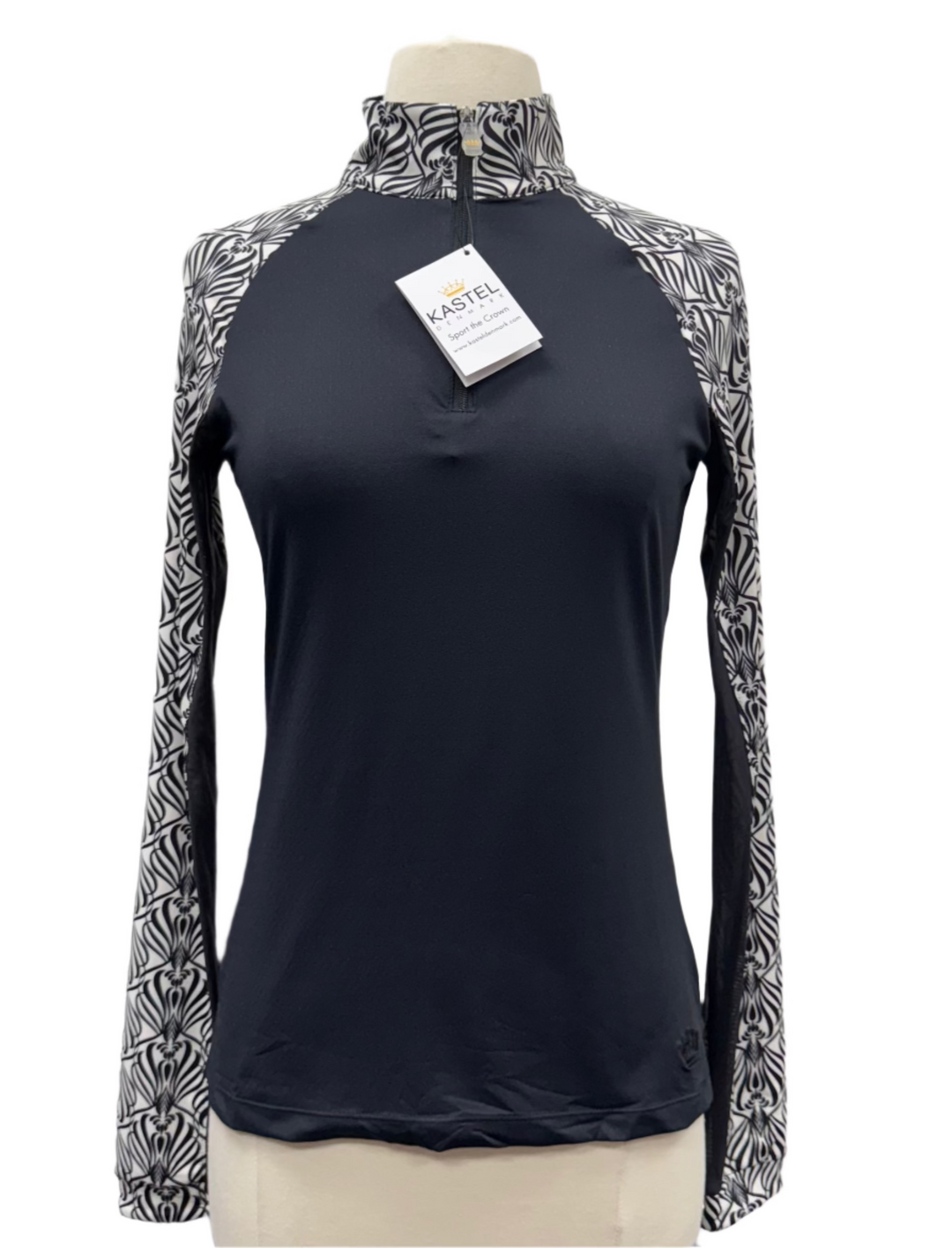 Kastel Denmark Raglan Geo Floral Long Sleeve 1/4 Zip Sun Shirt - Black - Skorzie