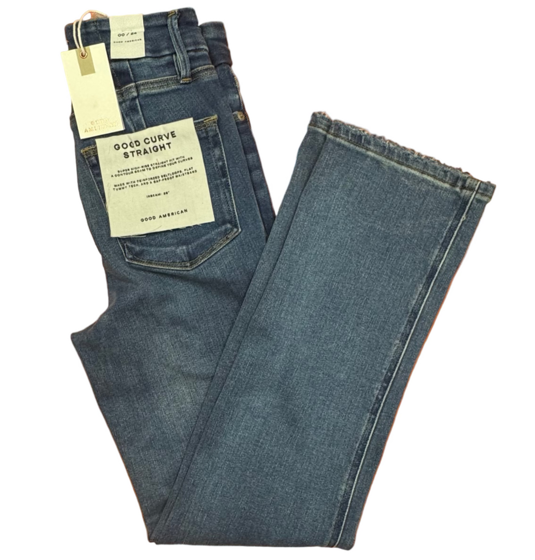 Good American Good Curve Straight Jeans - Indigo - Size 00/24 - Skorzie