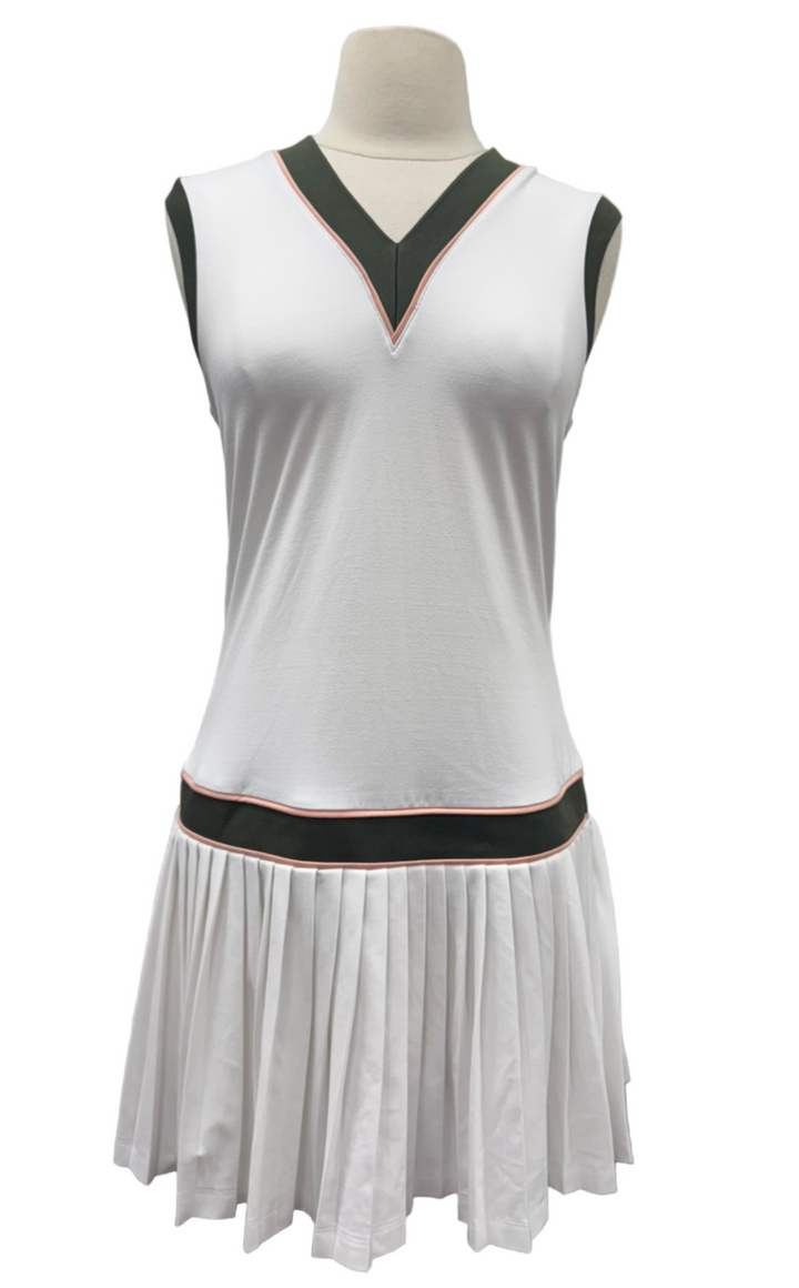 Varley Jouri Court Dress - White/Deep Ivy - Skorzie