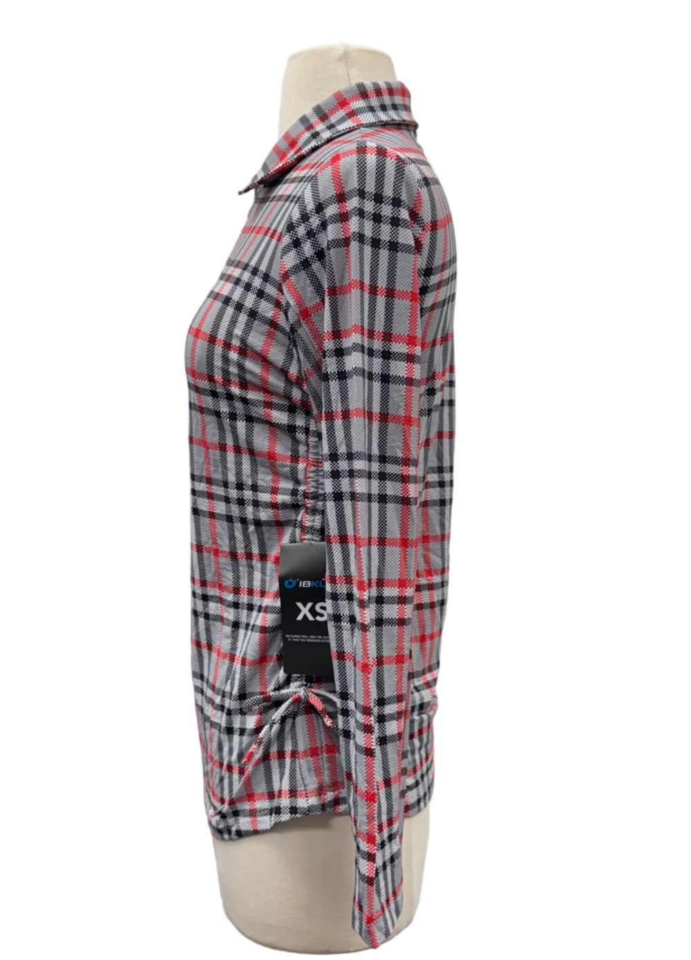 IBKUL Judith Adjustable Drawstring Zip Polo - Grey/Red - X-Small - Skorzie