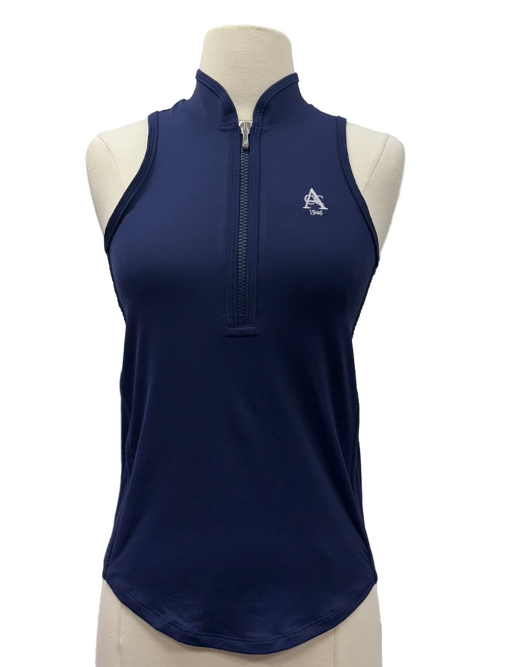 Greyson Sleeveless Vesta Mock Neck Top - Maltese Blue - X-Small - Skorzie