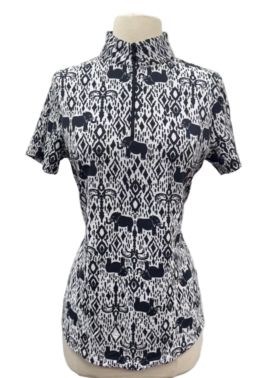 IBKUL Kendra Short Sleeve Top - Black/White - Small - Skorzie