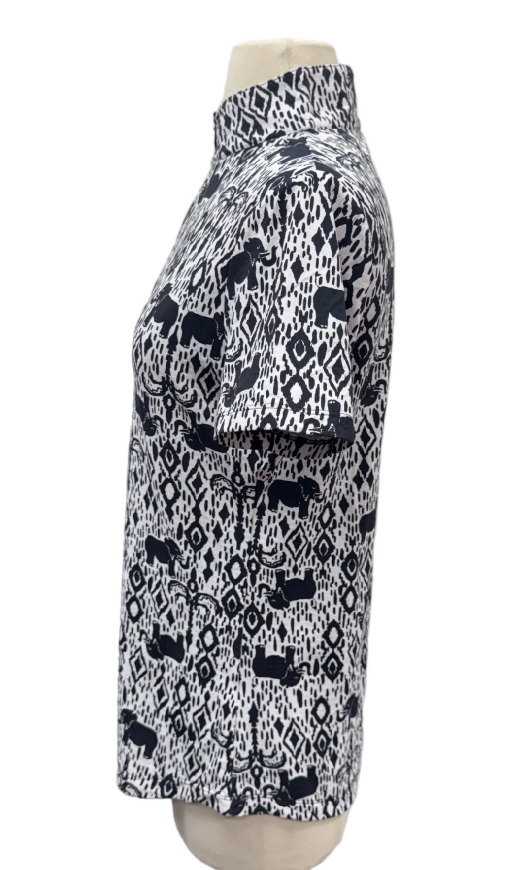 IBKUL Kendra Short Sleeve Top - Black/White - Small - Skorzie