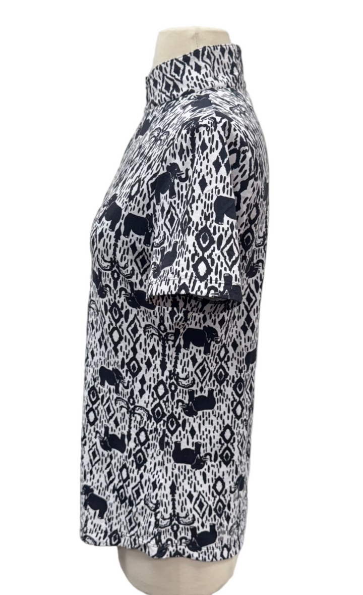 IBKUL Kendra Short Sleeve Top - Black/White - Small - Skorzie