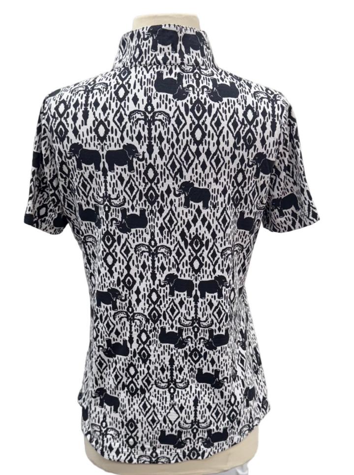 IBKUL Kendra Short Sleeve Top - Black/White - Small - Skorzie