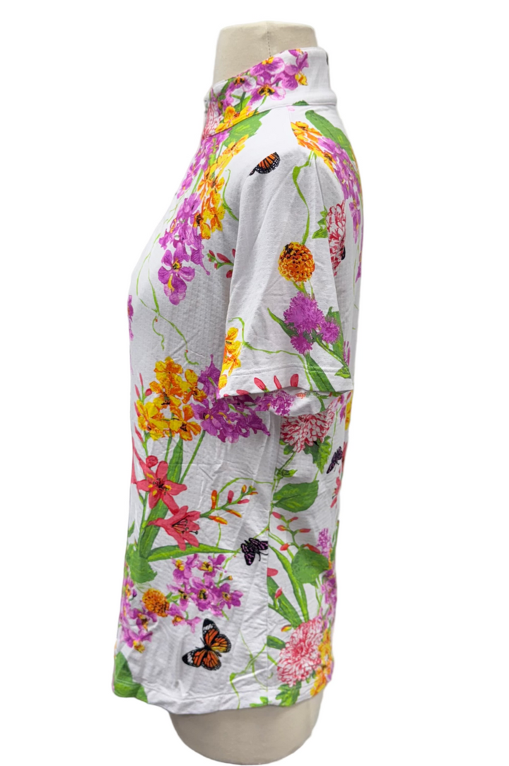 IBKUL Bloom Mock Neck Short Sleeve - White - Small - Skorzie