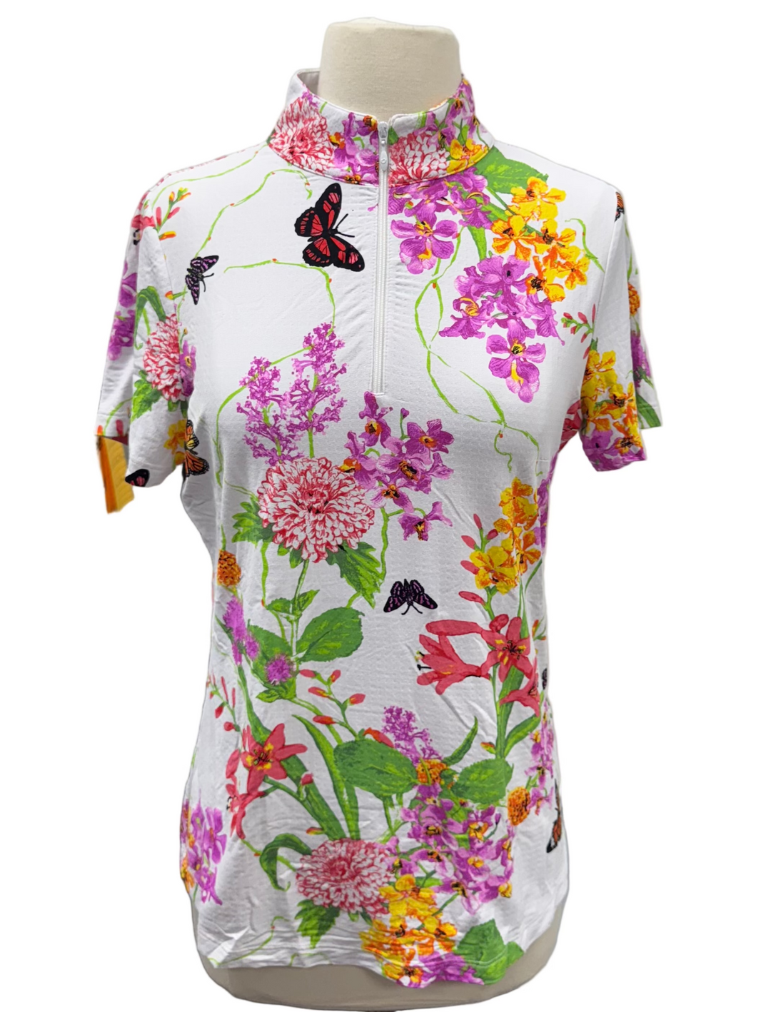 IBKUL Bloom Mock Neck Short Sleeve - White - Small - Skorzie