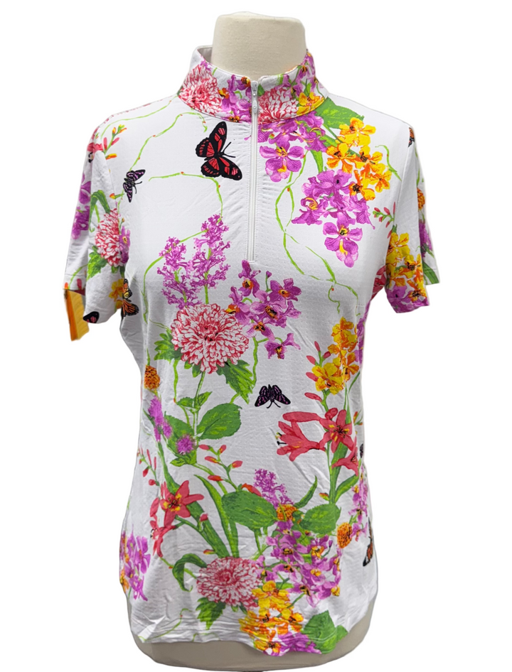 IBKUL Bloom Mock Neck Short Sleeve - White - Small - Skorzie