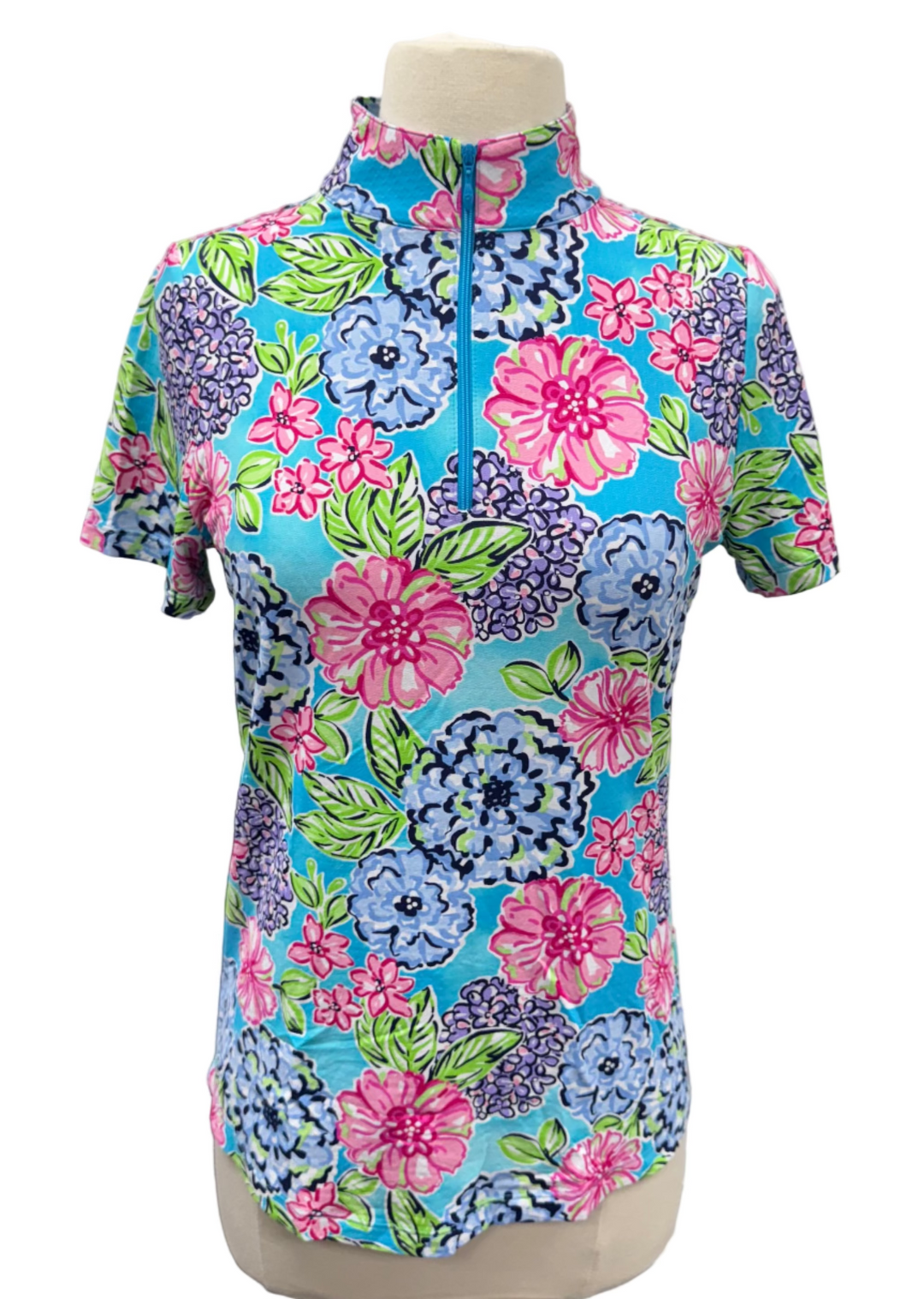 IBKUL Larisa Mock Neck Short Sleeve - Turquoise - X-Small - Skorzie