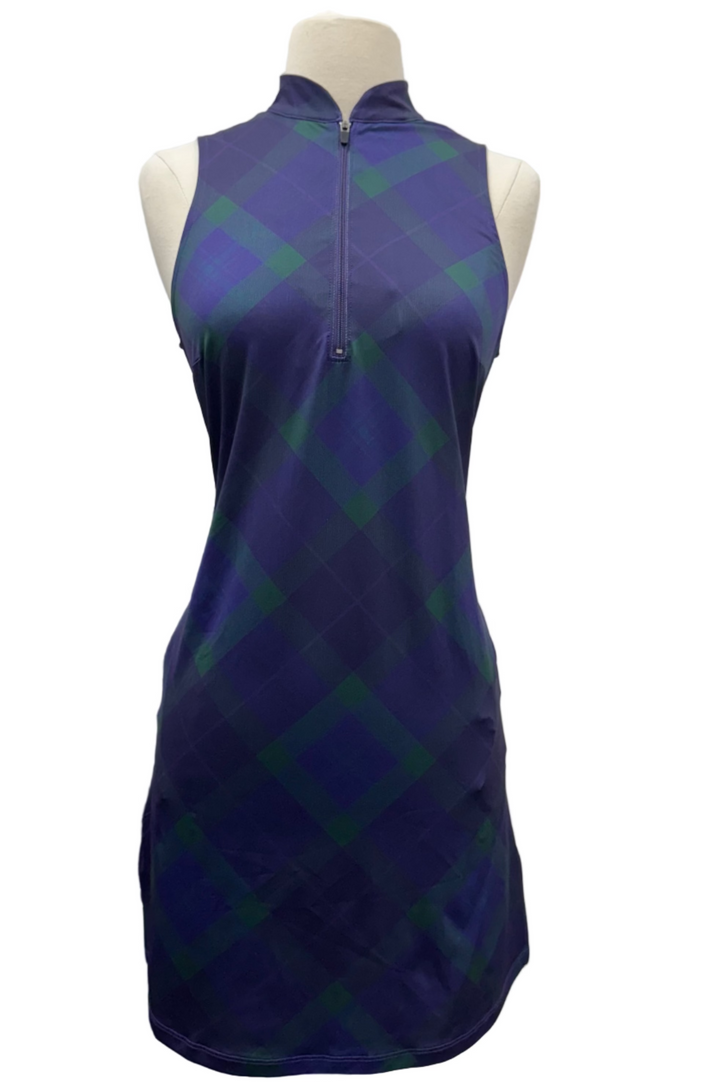 Amy Sport Course To Cocktails Sleeveless Dress - Dark Watch Plaid - Skorzie