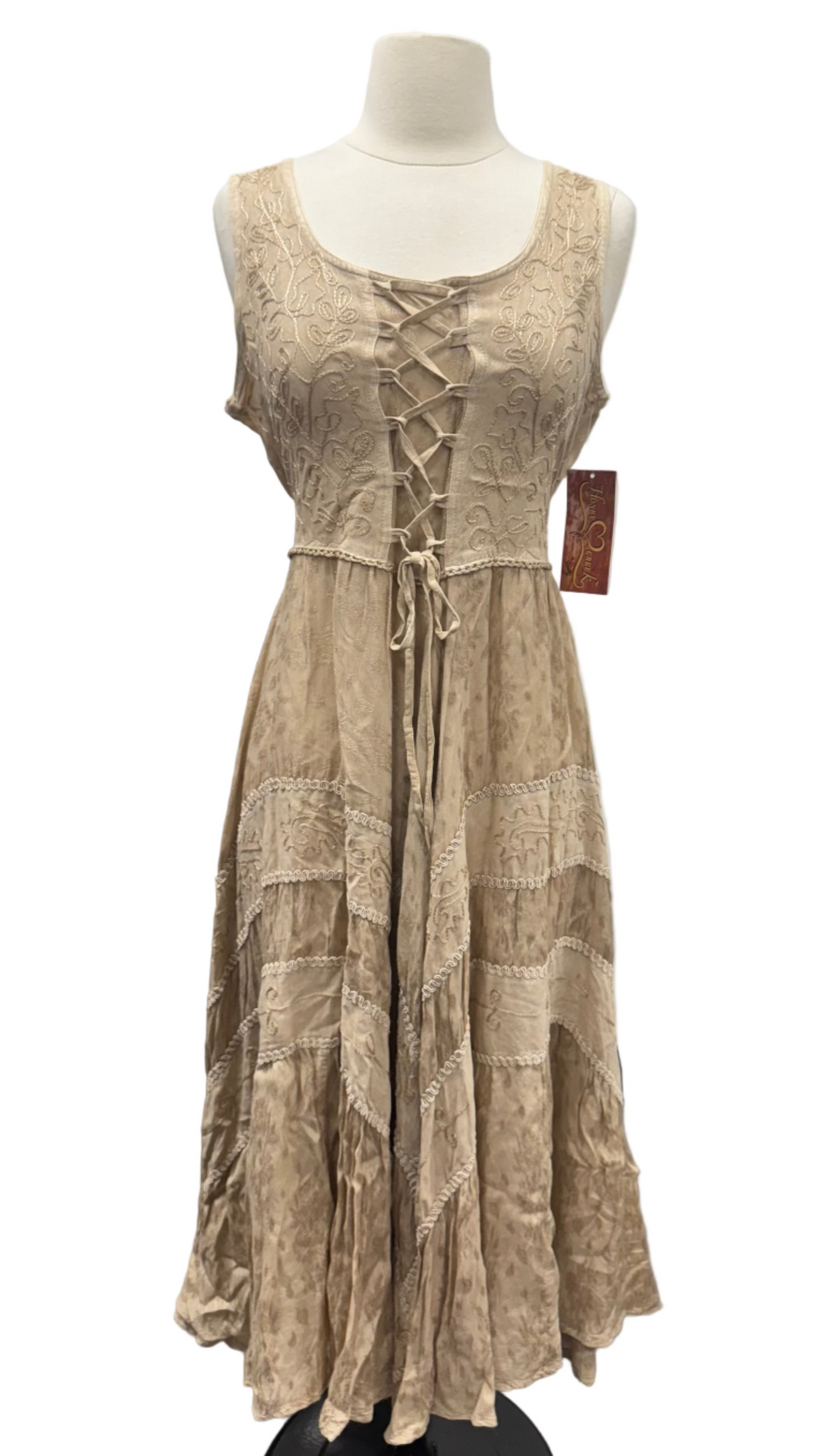 Scully Honey Greek Sleeveless Lace Front Dress - Light Latte - Skorzie