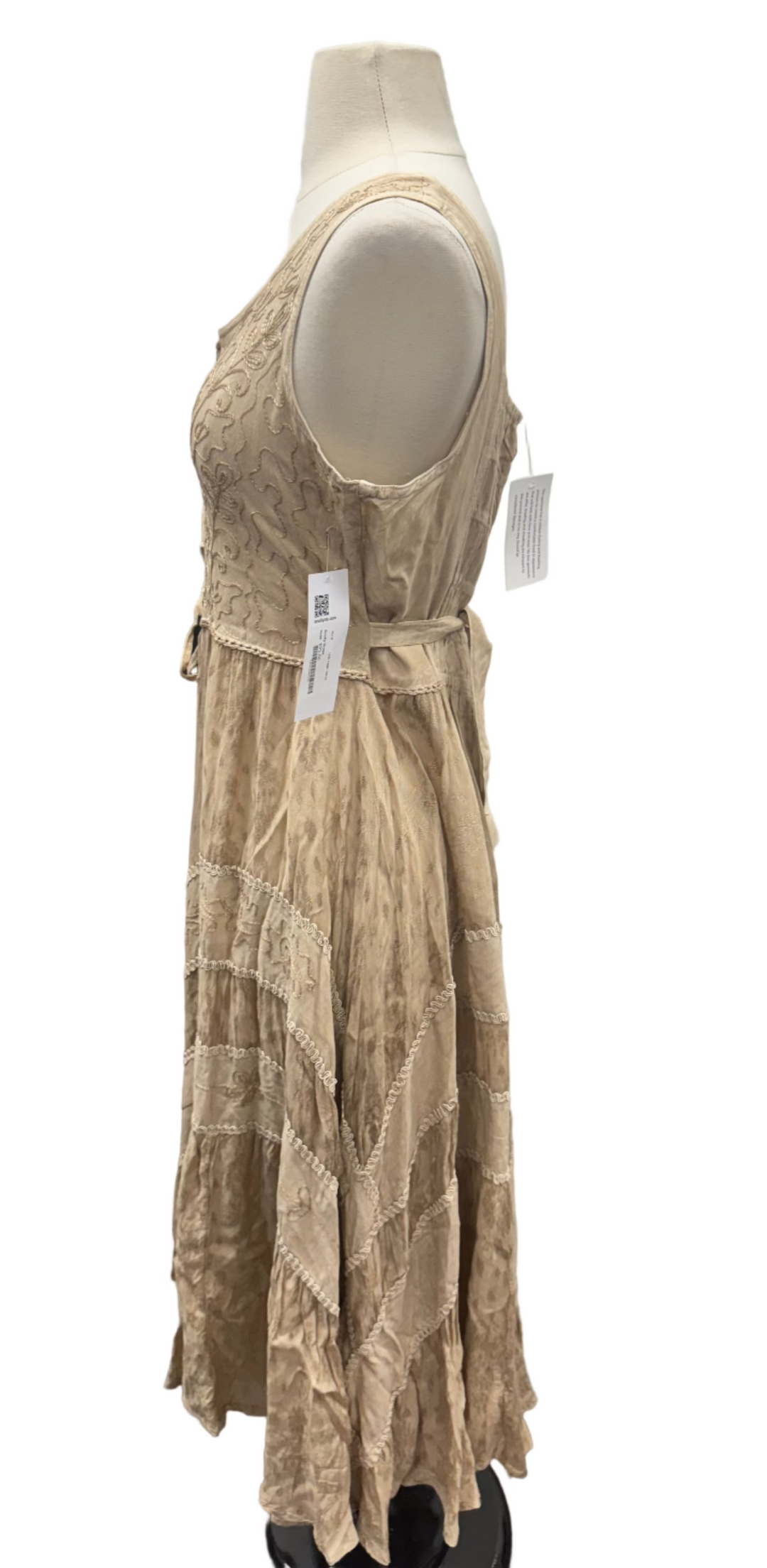 Scully Honey Greek Sleeveless Lace Front Dress - Light Latte - Skorzie