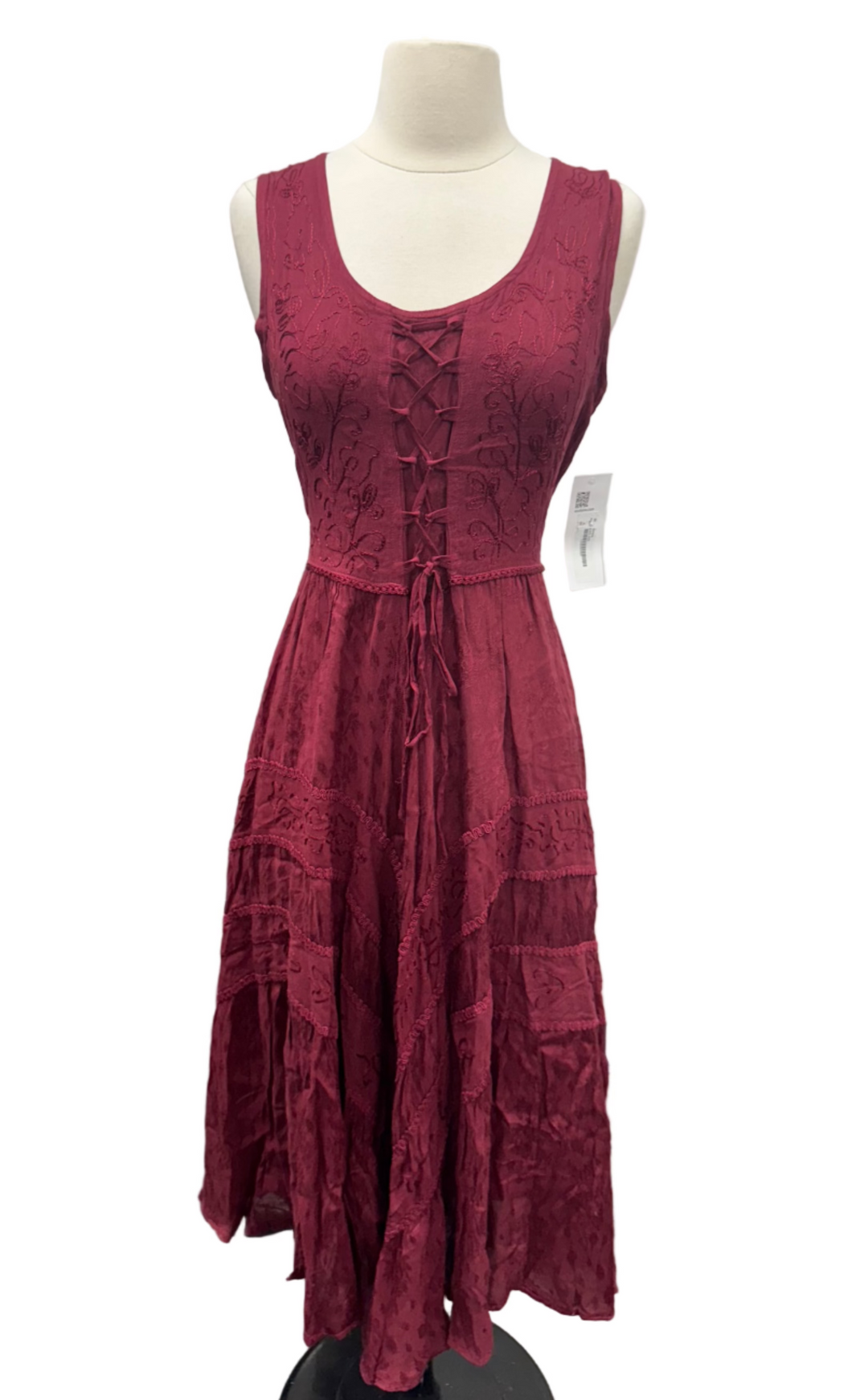Scully Honey Creek Sleeveless Lace Front Dress - Burgandy - Skorzie