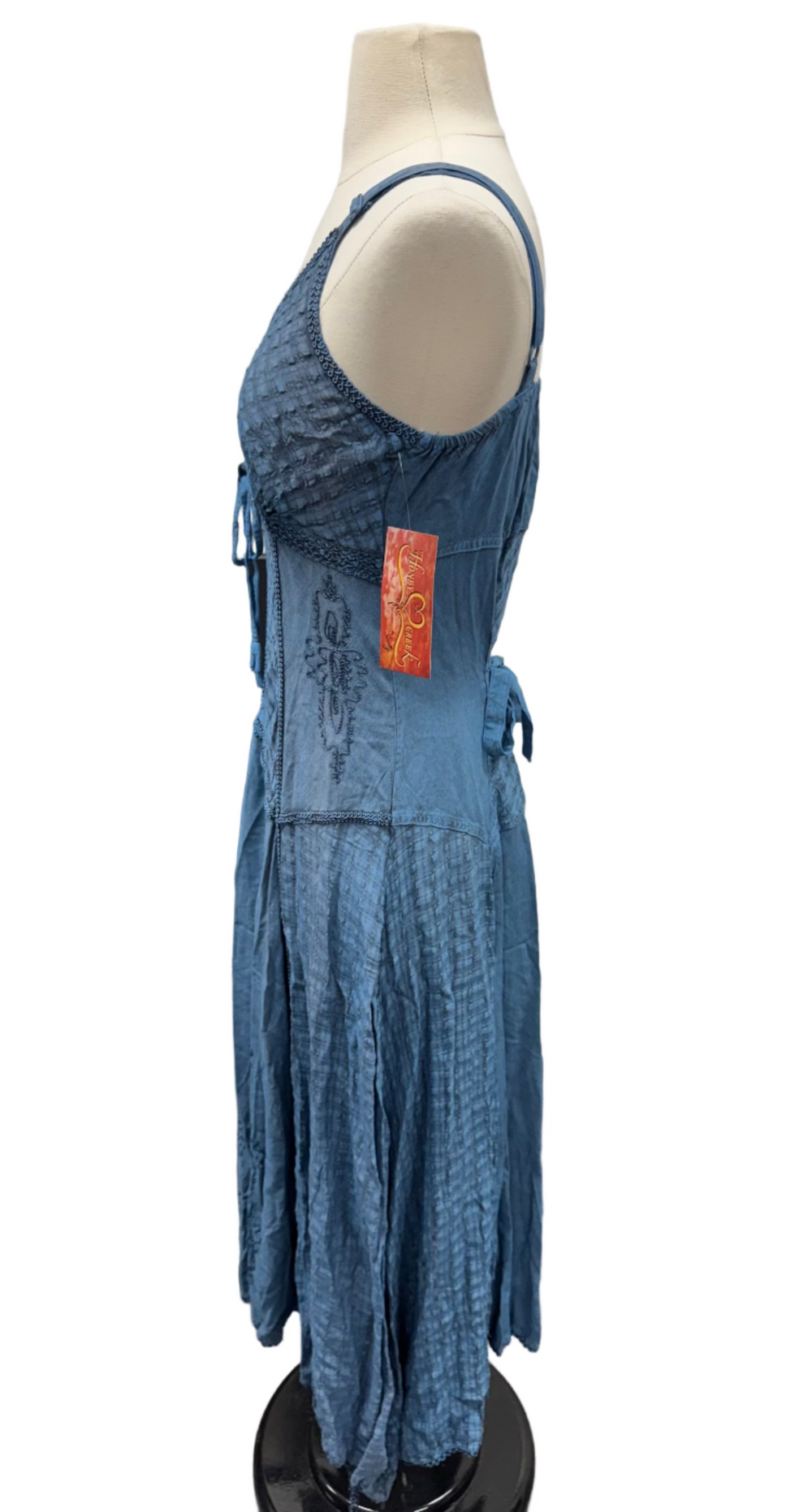 Scully Honey Creek Spaghetti Strap Front Tie Embroidered Midi Dress - Electric Blue - Skorzie