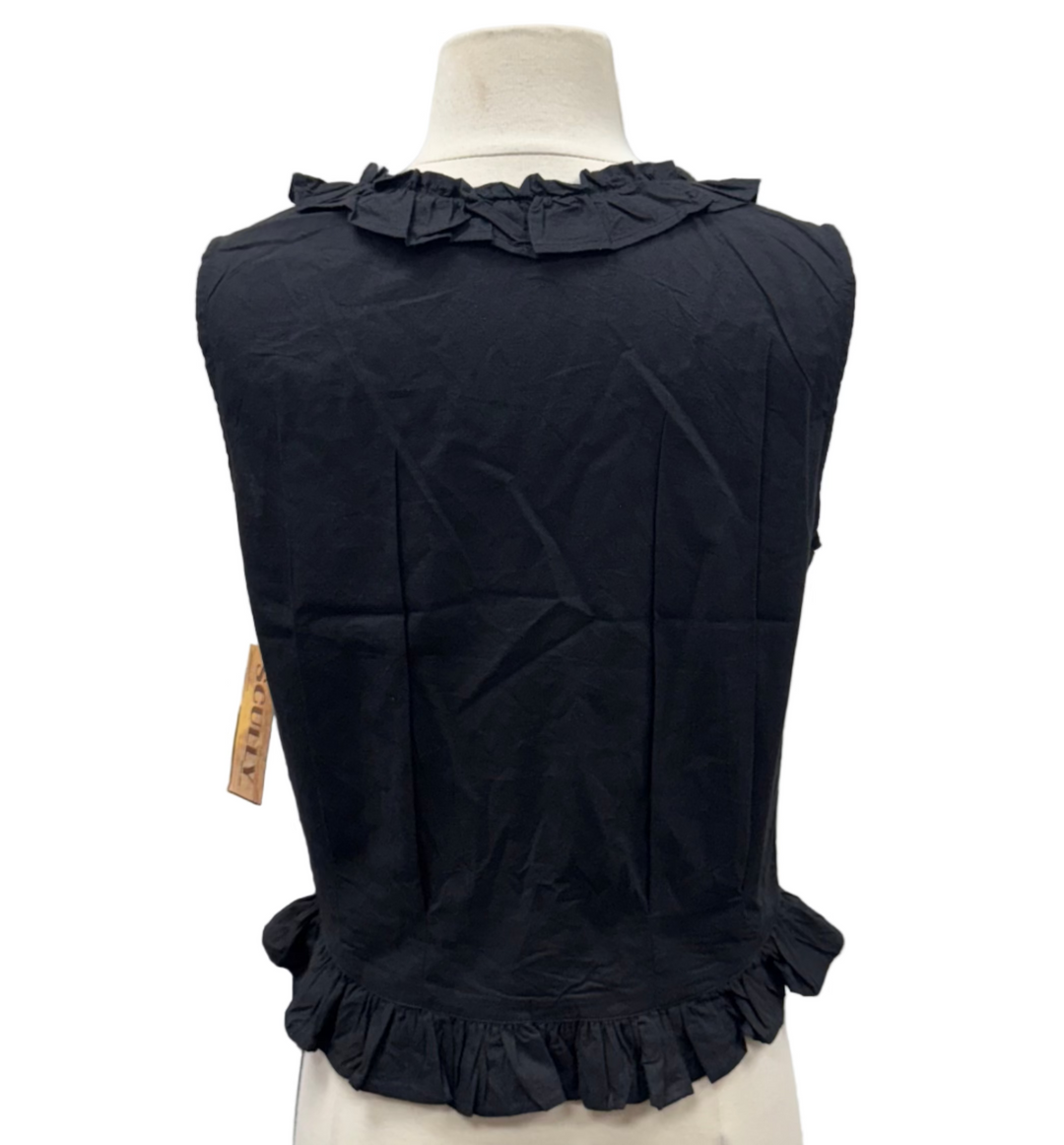 Scully Ruffle Camisole - Black - Skorzie