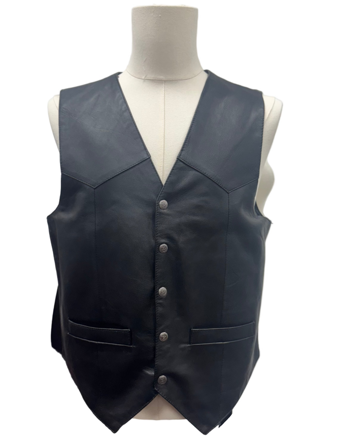 Scully Men's Leather Vest - Black - Medium - Skorzie
