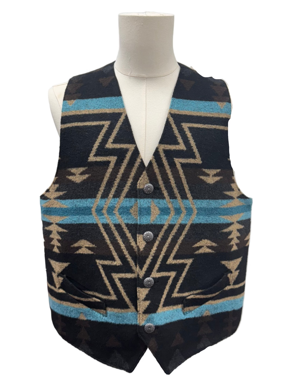 Rhonda Stark Smokey Montezuma Men's Lined Vest - Black/Brown - Skorzie