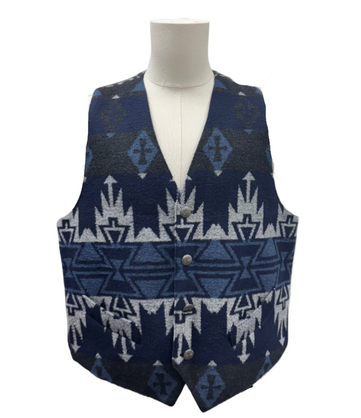 Rhonda Stark Smokey Montezuma Men's Lined Vest - Grey/Blue - Skorzie