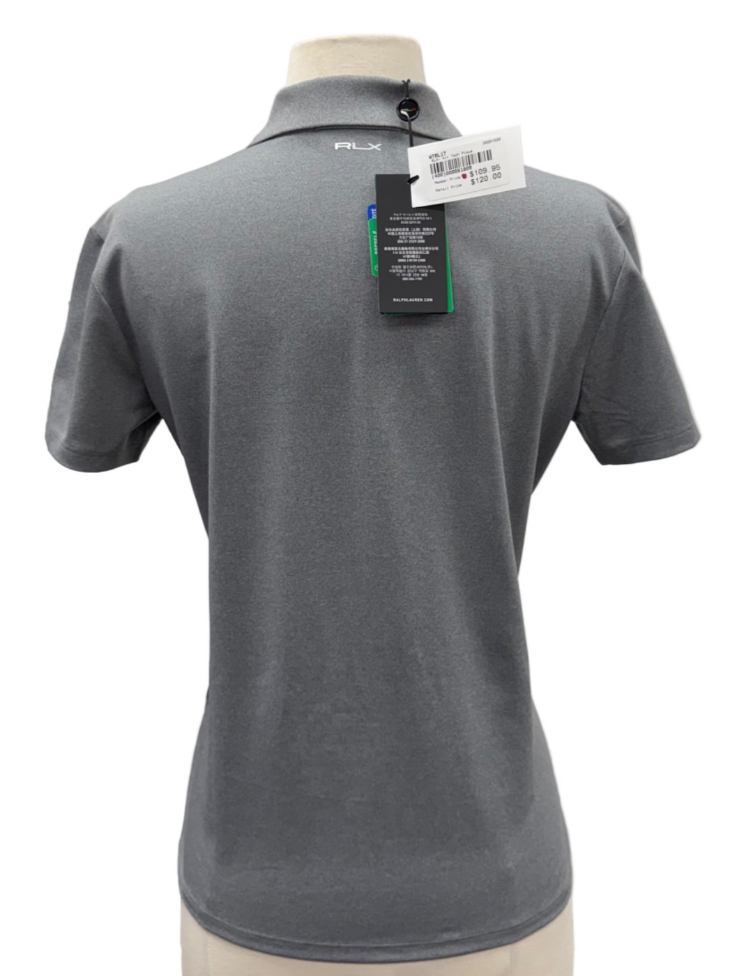 RLX Ralph Lauren Snap Collar Performance Polo - Grey Heather - Skorzie