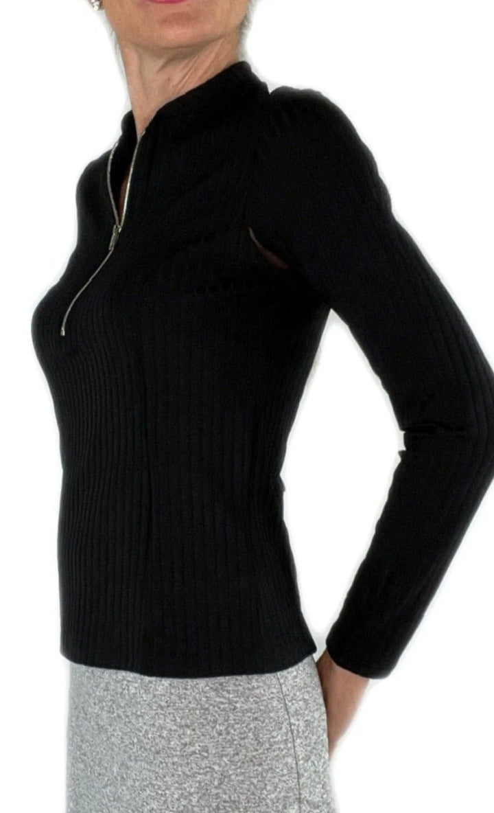 Amy Sport Katelyn Long Sleeve Black Ribbed Top