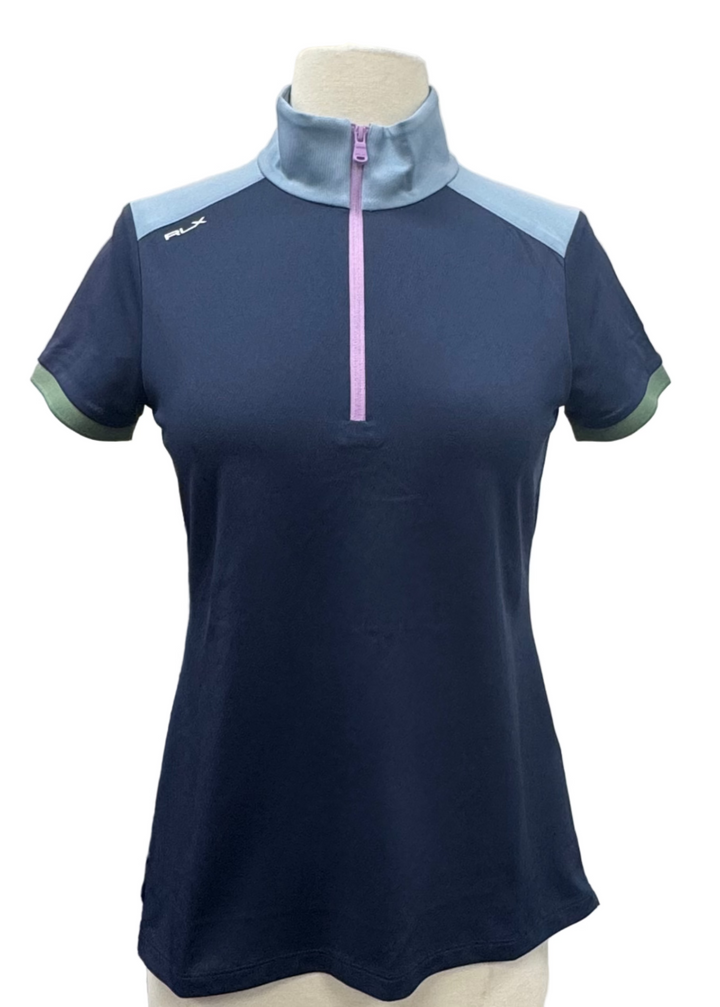 RLX Ralph Lauren Tailored Quarter-Zip Piqué Shirt - Navy - Skorzie