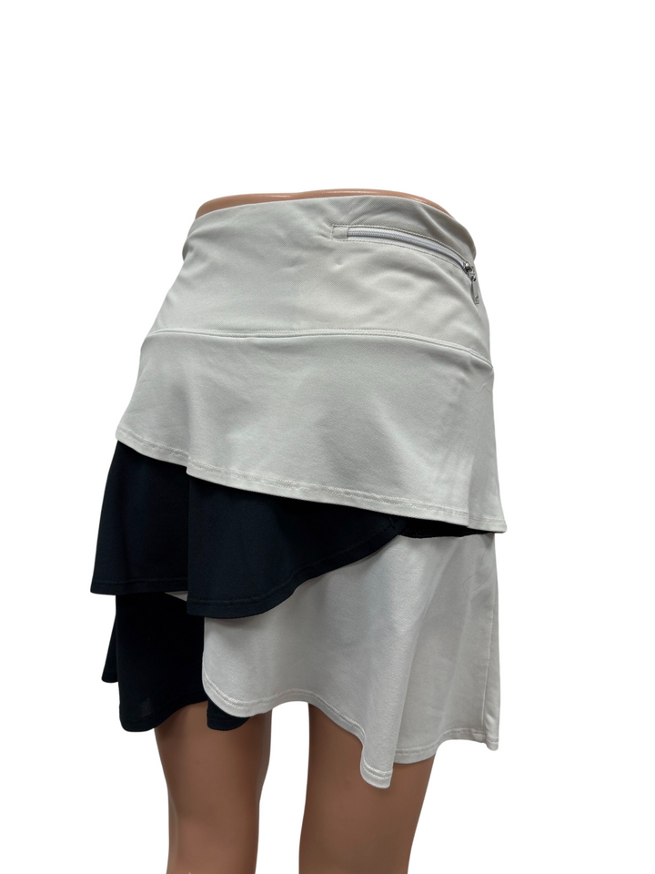 GG Blue Ruffle Skort - Tan/Black - Size Medium - Skorzie