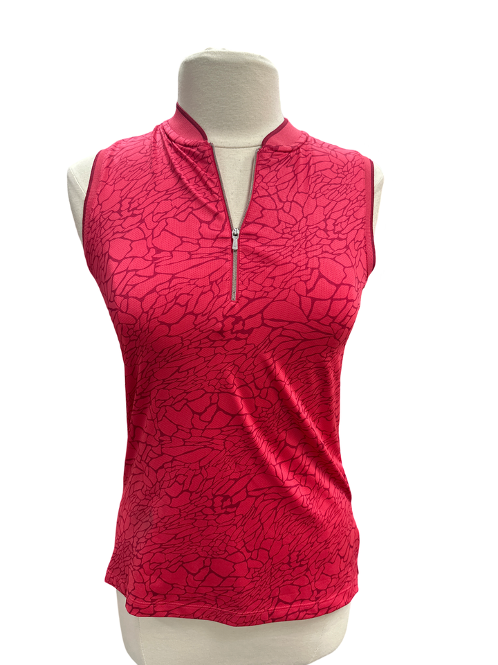 Dunning Brigid Ventilated Performance Sleeveless Polo- Raspberry - Skorzie