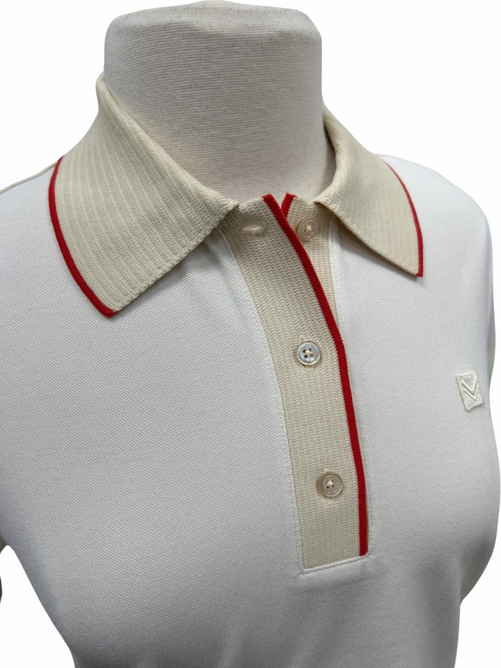 Tory Burch Vintage Collar Polo - Cream - Size Medium - Skorzie